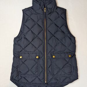 Navy Quilted Vest with Gold Accents